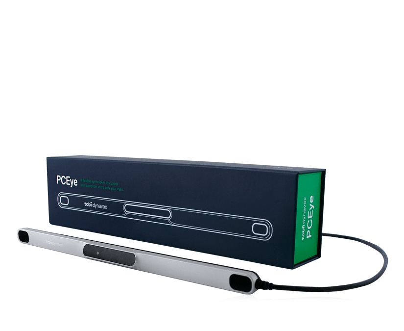 Tobii Dynavox PCEye-øjenstyringsmodul og æske.