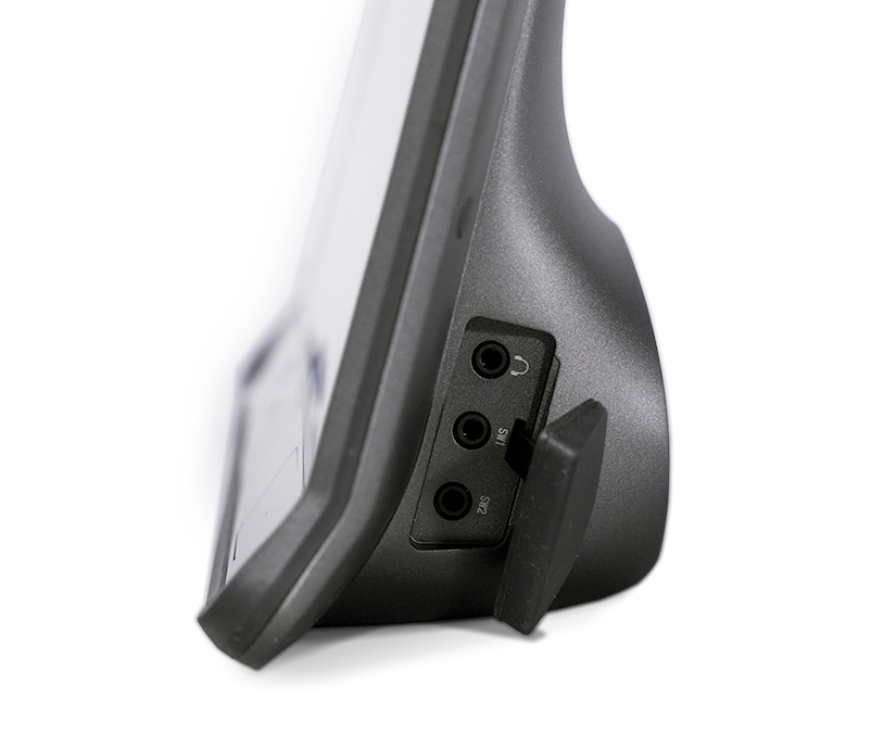 Tobii Dynavox TD I-Series AAC-enhed med to switch-porte og hovedtelefonstik med beskyttelsescover