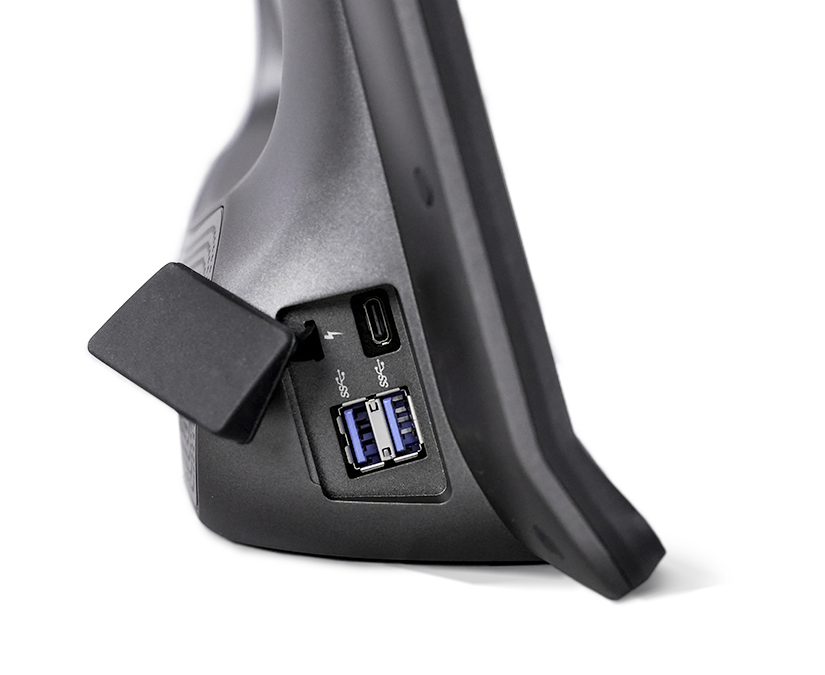 Tobii Dynavox TD I-Series AAC-enhed set fra siden med dobbelt USB-port med beskyttelsescover