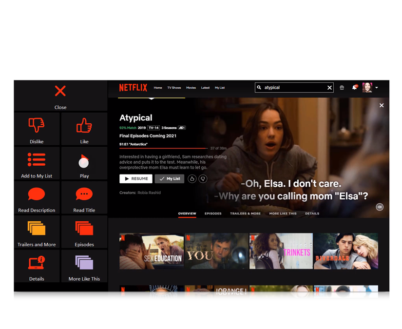 Tobii Dynavox Communicator 5 Accessible Apps: Netflix