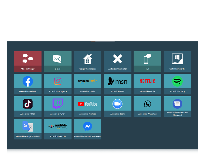 Tobii Dynavox Communicator 5 Accessible Apps: Startside