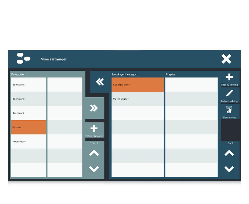 Tobii Dynavox Communicator 5: Sætninger